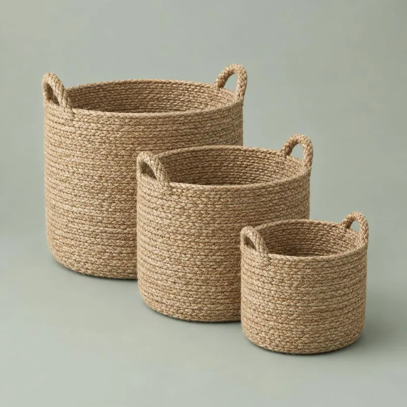 Jute storage basket, set of 3
